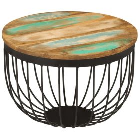 Coffee Table √ò19.7"x13.8" Solid Wood Reclaimed and Steel