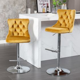 A&A Furniture,Swivel Velvet Barstools Adjusatble Seat Height from 25-33 Inch, Modern Upholstered Chrome base Bar Stools with Backs Comfortable Tufted