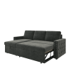 85 Inches Sofa Bed, 3 Seater Sleeper Sofa with Storage Chaise, Square Handrail With Pull and Copper nail,Chenille-Dark Grey, Pull Out Couch for Living