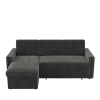85 Inches Sofa Bed, 3 Seater Sleeper Sofa with Storage Chaise, Square Handrail With Pull and Copper nail,Chenille-Dark Grey, Pull Out Couch for Living