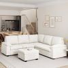 [VIDEO provided] [New] 84*84" Modern Velvet Sectional Sofa Set,Large U Shaped Upholstered Corner Couch with Ottoman,Armrest Pillow,6 Seat Indoor Furni