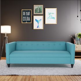 Teal Sofa for Living Room, Modern 3-Seater Sofas Couches for Bedroom, Office, and Apartment with Solid Wood Frame (Polyester Nylon)