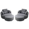 [Video] Welike Swivel Accent Barrel Modern Dark Grey Sofa Lounge Club Big Round Chair with Storage Ottoman Linen Fabric for Living Room Hotel with Pil