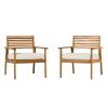Modern 2-Piece Slat-Back Solid Acacia Wood Patio Club Chair Set ‚Äì Brown