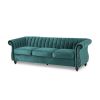 Luxurious Teal Velvet Plush 3-Seater Sofa, Stylish and Comfortable Addition to Modern Living Rooms, Soft and Durable Upholstery for Enhanced Relaxatio