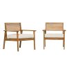 Modern 2-Piece Slat-Back Solid Acacia Wood Patio Club Chair Set ‚Äì Brown