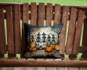 Calacas Skeletons Spooky Halloween Throw Pillow Machine Washable, Indoor Outdoor Decorative Pillow for Couch, Bed or Patio, 14Hx14W