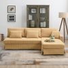 [VIDEO provided][New]87*61"Modern L-shaped Corduroy Sofa with Reversible Chaise,4-seat Upholstered Sectional Indoor Furniture,Convertible Sleeper Couc