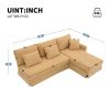 [VIDEO provided][New]87*61"Modern L-shaped Corduroy Sofa with Reversible Chaise,4-seat Upholstered Sectional Indoor Furniture,Convertible Sleeper Couc