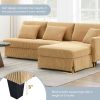 [VIDEO provided][New]87*61"Modern L-shaped Corduroy Sofa with Reversible Chaise,4-seat Upholstered Sectional Indoor Furniture,Convertible Sleeper Couc