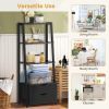 4-Tier Ladder Bookshelf Storage Display with 2 Drawers