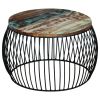 Coffee Table Round Solid Reclaimed Wood 26.8"x14.6"