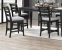 Modern 2pc Counter Height Dining Chairs Black Color Ladder Back Frame Upholstered Cushion Seat Solid wood Kitchen Dining Room