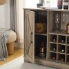 Farmhouse Coffee Bar Cabinet Bar Cabinet with Wine Rack Barn Door Buffet Sideboard Cabinet with Drawer, Adjustable Storage Shelves, Living Room, Dinin