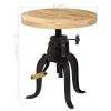 Side Table 17.7"x (17.7"-24.4") Solid Mango Wood and Cast Iron
