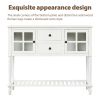 TREXM Sideboard Console Table with Bottom Shelf, Farmhouse Wood/Glass Buffet Storage Cabinet Living Room (White)