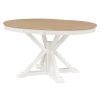 TREXM Retro Functional Extendable Dining Table with a 12" Leaf for Dining Room and Living Room (Oak Natural Wood + Off White)