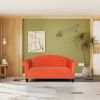 Camel Back Ornage Velvet Sofa for Living Room, Modern 3-Seater Sofas Couches for Bedroom, Office, and Apartment with Solid Wood Frame