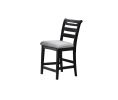 Modern 2pc Counter Height Dining Chairs Black Color Ladder Back Frame Upholstered Cushion Seat Solid wood Kitchen Dining Room