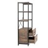 Industrial Bookcase with File Cabinet Drawers, 62.7 in Tall Bookshelf 4 Tier, Freestanding Storage Home Office Cabinet Organizer, Rustic Home Decor, V