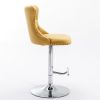 A&A Furniture,Swivel Velvet Barstools Adjusatble Seat Height from 25-33 Inch, Modern Upholstered Chrome base Bar Stools with Backs Comfortable Tufted