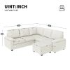 [VIDEO provided] [New] 84*84" Modern Velvet Sectional Sofa Set,Large U Shaped Upholstered Corner Couch with Ottoman,Armrest Pillow,6 Seat Indoor Furni