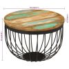 Coffee Table √ò19.7"x13.8" Solid Wood Reclaimed and Steel