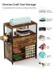 Craft Organization and Storage Cabinet Compatible with Cricut Machines, Crafting Cabinet with Drawer & 25 Vinyl Roll Holder, Craft Table Desk Workstat