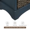 TREXM Rustic Storage Cabinet with Two Drawers and Four Classic Rattan Basket for Dining Room/Entryway/Living Room (Antique Navy)