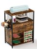 Craft Organization and Storage Cabinet Compatible with Cricut Machines, Crafting Cabinet with Drawer & 25 Vinyl Roll Holder, Craft Table Desk Workstat