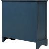 TREXM Rustic Storage Cabinet with Two Drawers and Four Classic Rattan Basket for Dining Room/Entryway/Living Room (Antique Navy)