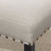 Biony Tan Fabric Counter Height Stools with Nailhead Trim, Set of 2