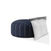 Indoor DRIZZLE Vintage Navy Round Zipper Pouf - Stuffed - Extra Beads Included! - 24in dia x 20in tall