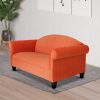 Camel Back Ornage Velvet Sofa for Living Room, Modern 3-Seater Sofas Couches for Bedroom, Office, and Apartment with Solid Wood Frame