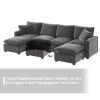 [VIDEO provided] [New] 110*57" Modern U Shape Modular Sofa, 6 Seat Chenille Sectional Couch Set with 2 Pillows Included, Freely Combinable Indoor Funi