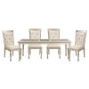Traditional Design Silver Finish Dining Side Chairs 2pc Set Wood Frame Crystal Button-Tufted Back