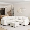 [VIDEO provided] [New] 84*84" Modern Velvet Sectional Sofa Set,Large U Shaped Upholstered Corner Couch with Ottoman,Armrest Pillow,6 Seat Indoor Furni