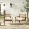 Modern 2-Piece Slat-Back Solid Acacia Wood Patio Club Chair Set ‚Äì Brown