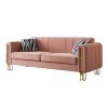 Modern Velvet Sofa 85.04 inch for Living Room Blush Pink Color