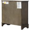 TREXM Rustic Storage Cabinet with Two Drawers and Four Classic Rattan Basket for Dining Room/Living Room (Brown Gray)