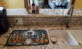 La Catrina Skeleton Spooky Halloween Dish Drying Mat Absorbent Dish Drying Mat Pad for Kitchen Counter Dish Drainer Mat for Countertop, 14 x 21", Mult