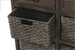 TREXM Rustic Storage Cabinet with Two Drawers and Four Classic Rattan Basket for Dining Room/Living Room (Brown Gray)
