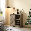 Farmhouse Coffee Bar Cabinet Bar Cabinet with Wine Rack Barn Door Buffet Sideboard Cabinet with Drawer, Adjustable Storage Shelves, Living Room, Dinin
