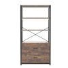 Industrial Bookcase with File Cabinet Drawers, 62.7 in Tall Bookshelf 4 Tier, Freestanding Storage Home Office Cabinet Organizer, Rustic Home Decor, V