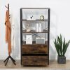 Industrial Bookcase with File Cabinet Drawers, 62.7 in Tall Bookshelf 4 Tier, Freestanding Storage Home Office Cabinet Organizer, Rustic Home Decor, V