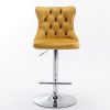 A&A Furniture,Swivel Velvet Barstools Adjusatble Seat Height from 25-33 Inch, Modern Upholstered Chrome base Bar Stools with Backs Comfortable Tufted