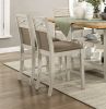 Counter Height Chairs Set of 2, Gray Finish Casual Country Style Fabric Upholstered Seat and Back Wooden Kitchen Furniture Dining Chairs