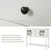 TREXM Sideboard Console Table with Bottom Shelf, Farmhouse Wood/Glass Buffet Storage Cabinet Living Room (White)