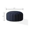 Indoor DRIZZLE Vintage Navy Round Zipper Pouf - Stuffed - Extra Beads Included! - 24in dia x 20in tall
