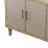 59.84"Retro Industrial Style Rivet Decor 4-Door Cabinet, Linen Decorated Doors, for Bedroom, Living Room, Office, Easy to Assemble